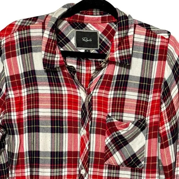 Rails Hunter Red Navy Plaid Super Soft Button Front Long Sleeve Flannel Shirt - Picture 2 of 10